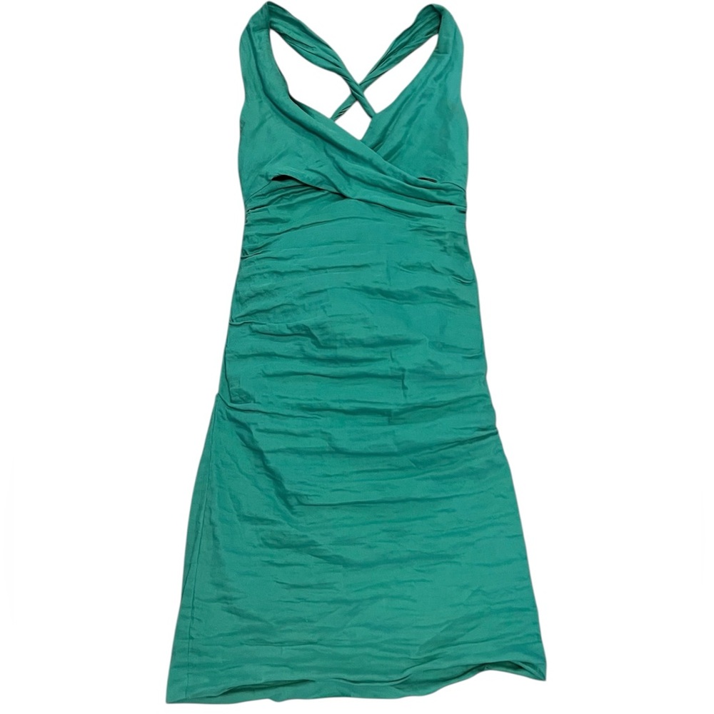 Nicole Miller Aqua/Teal/Green Sleeveless Mini Dress, size 6